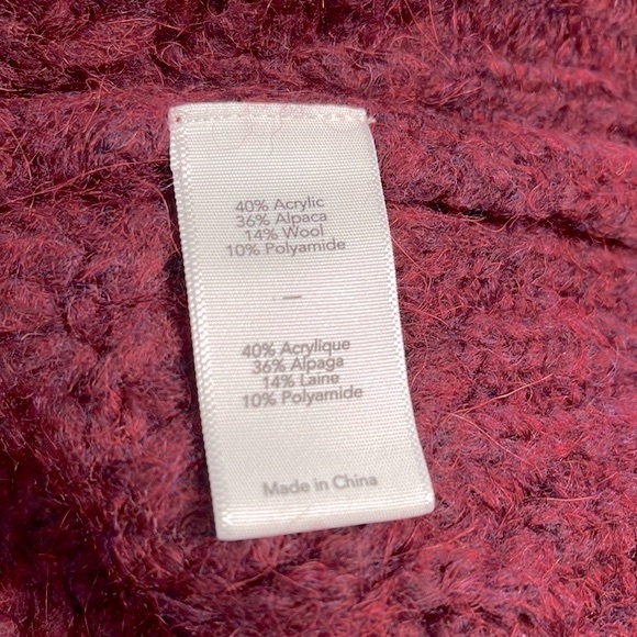 Elizabeth and James Waffle Hoodie Sweater, Burgundy, Large - Picture 10 of 12